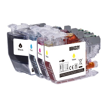 Compatible Brother LC432 Ink Cartridges 4 Pack (1BK/1C/1M/1Y)